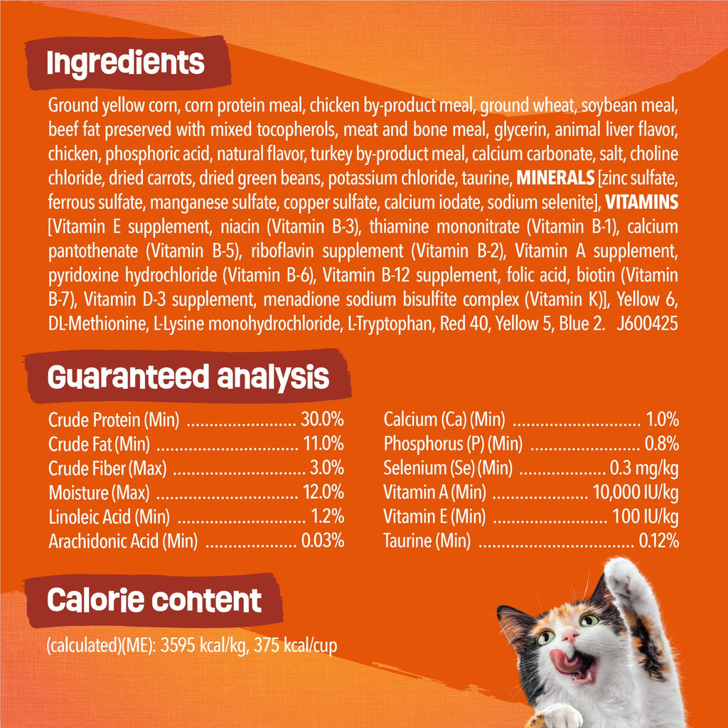 Purina  Tender and Crunchy Dry Cat Food Flavors of Chicken, Beef, Carrots and Green Beans, 3.15 Lb Bag