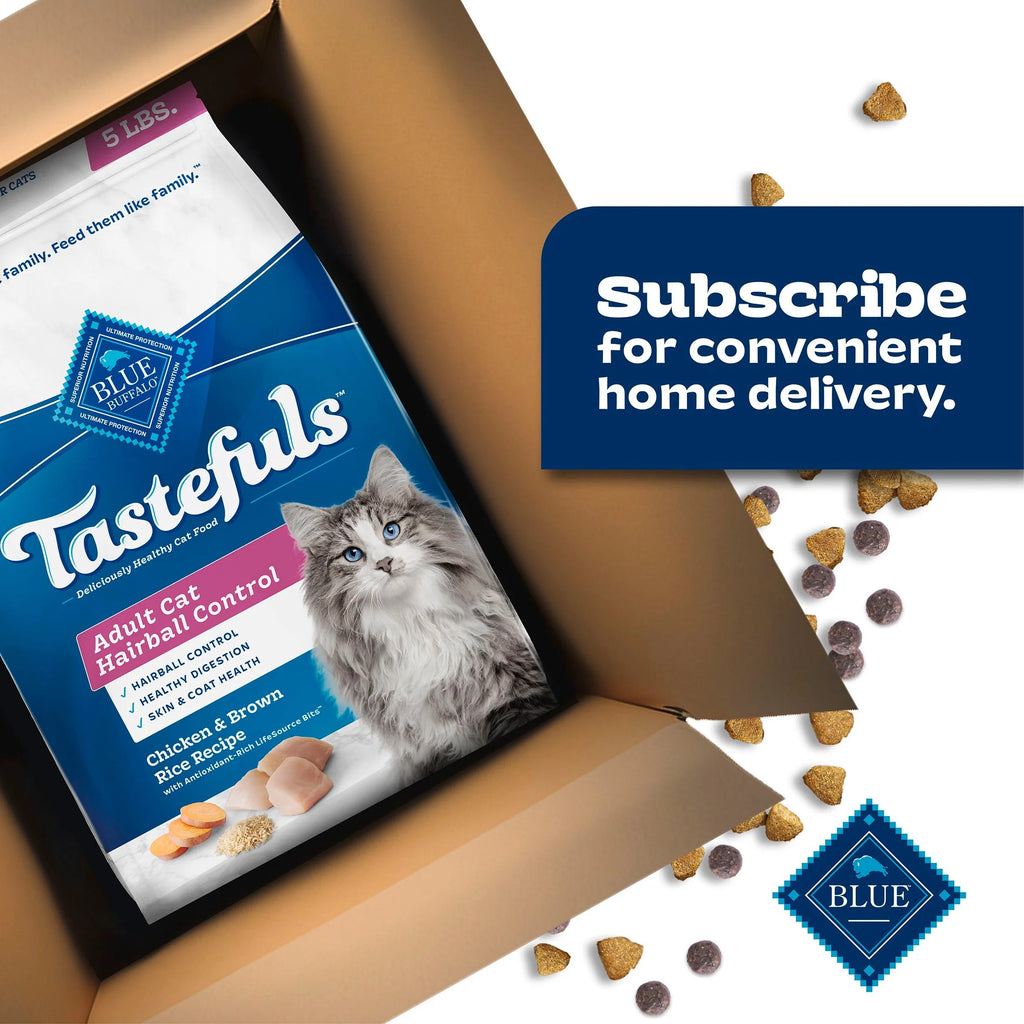 Tastefuls Adult Cat Hairball Control Dry Food, Chicken & Brown Rice, 5Lb