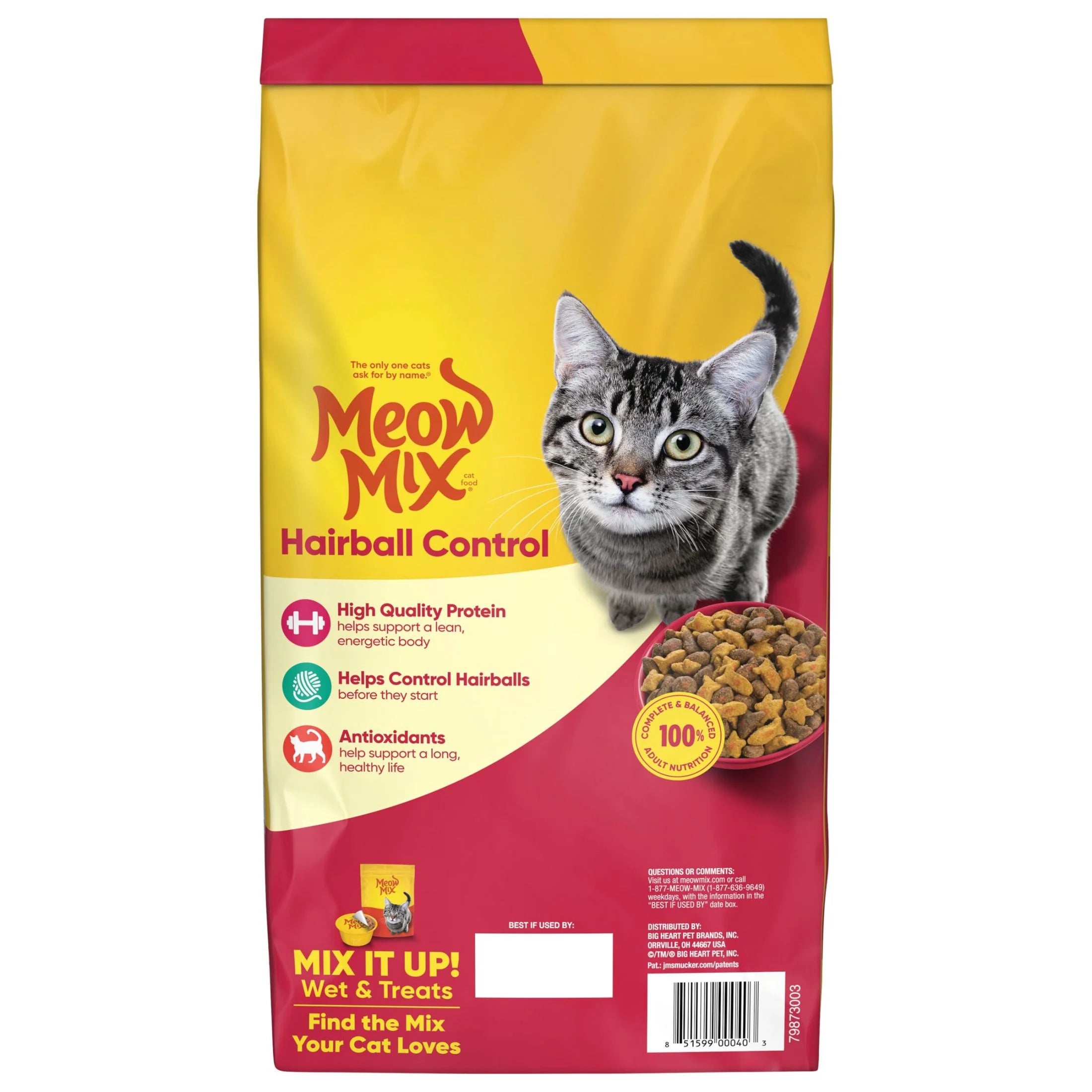 Hairball Control Dry Cat Food for Adult Cats, Crunchy Cat Kibble, 6.3 Lb Bag