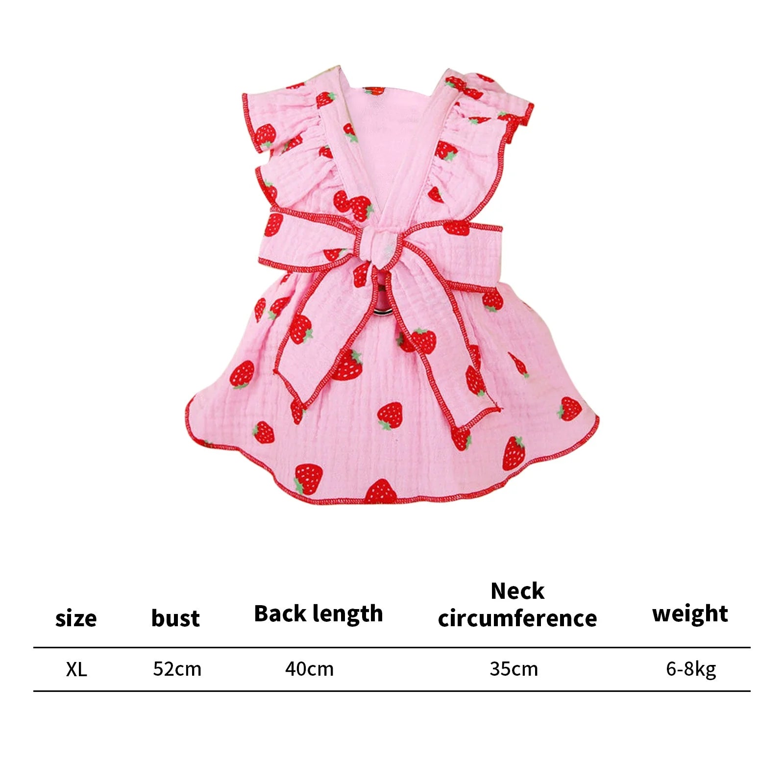 Summer Pet Dresses for Small Dogs Female, Spring Dog Clothes with Strawberry Print Puppy Princess Cat Apparel(Pink,Xl)
