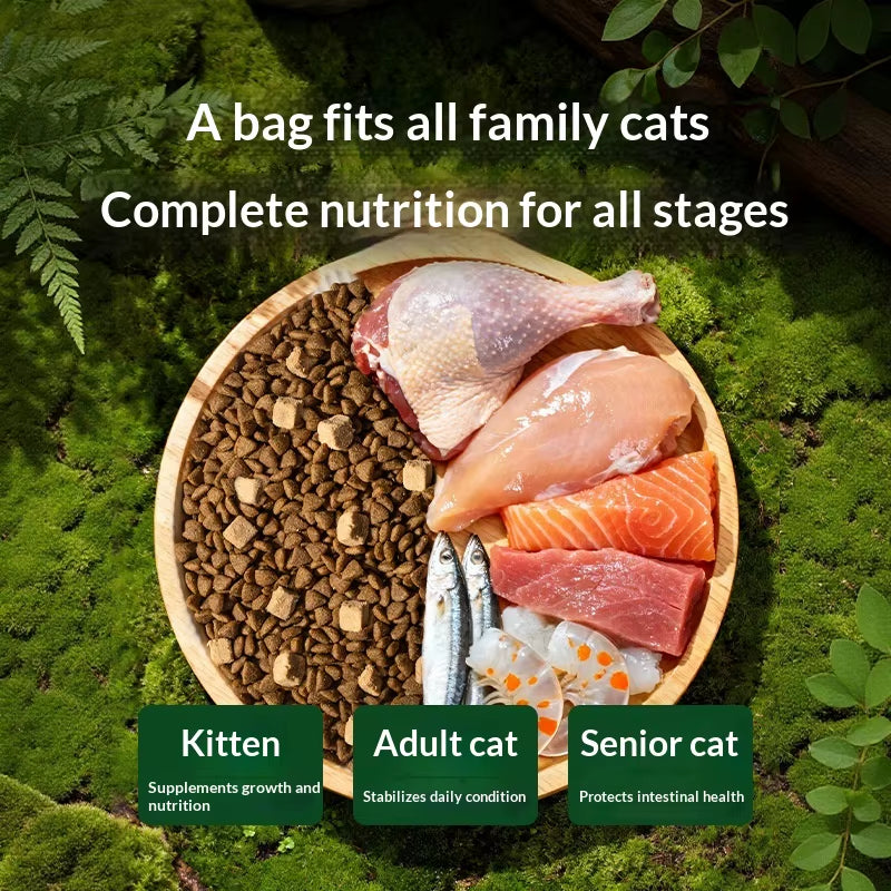 Xiao Chong Freeze-Dried Dual-Flavor Grain-Free Hypoallergenic High-Protein Cat Food with Animal Protein and Fish Oil for Adult Kittens - 20 Jin