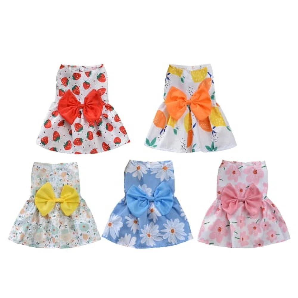 Pet Dress Sleeveless Soft Floral Print Small Dog Cat Clothing for XS-XL Puppy Kitten