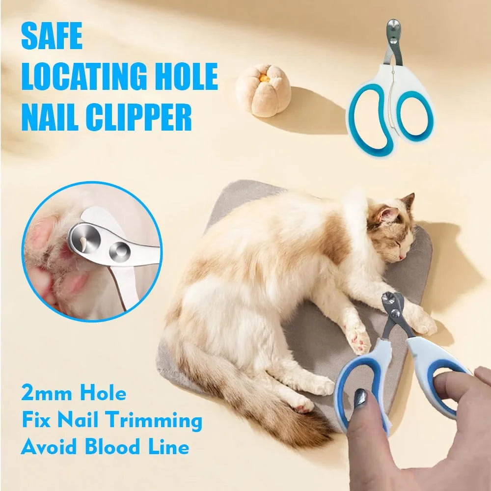 Pet Grooming Brush Kit, 5 Pcs Cat Grooming Supplies for Shedding & Matted Fur, Blue